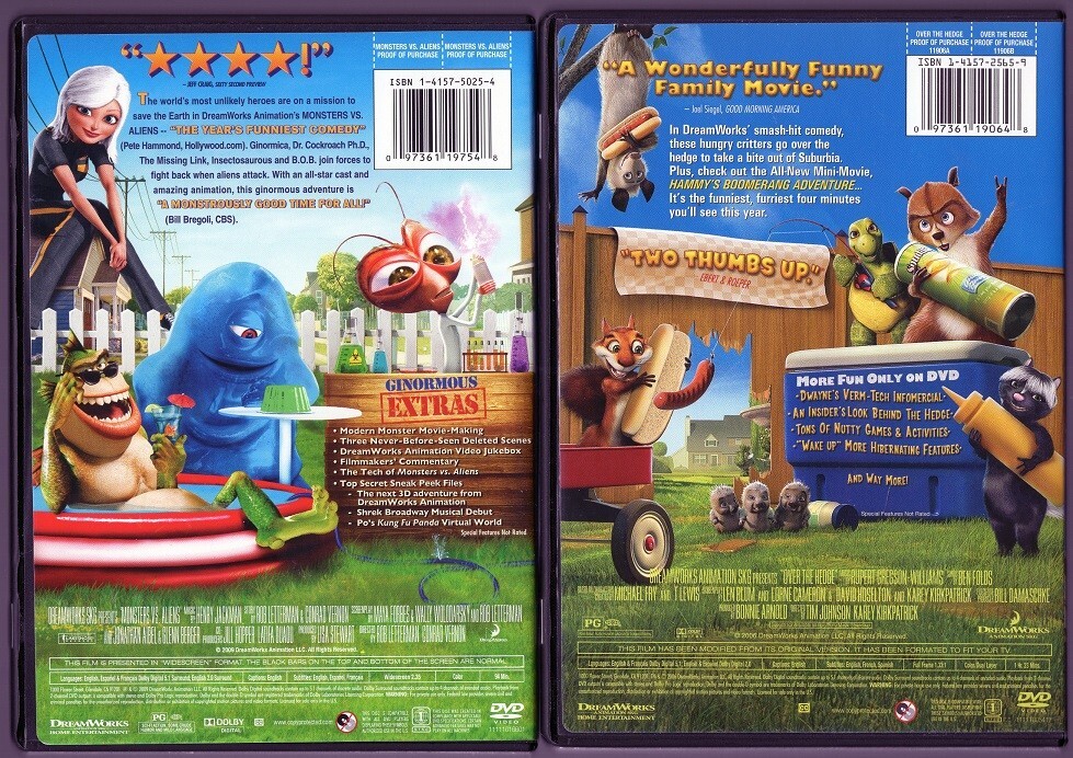 Over the Hedge & Monsters vs Aliens DVD Lot - DreamWorks | eBay