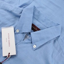 Luciano Barbera NWT Button Up Sport Shirt Size S In Solid Light Blue Cotton