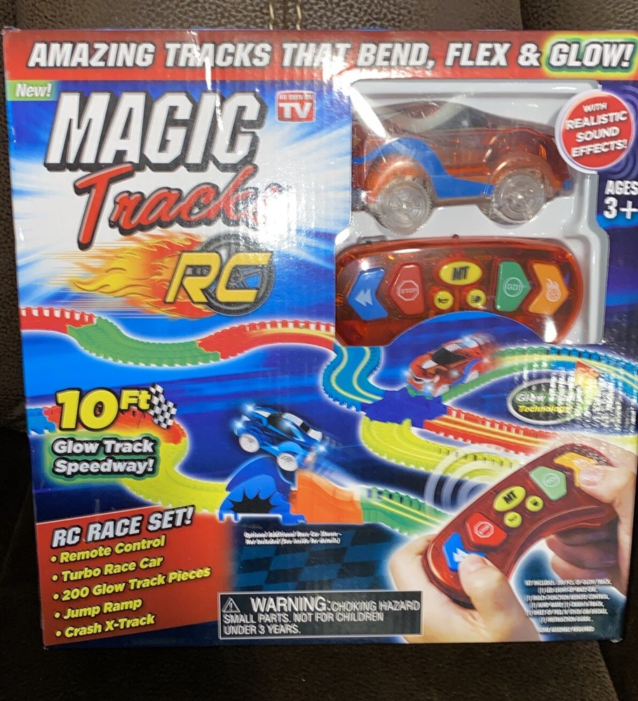 Magic Tracks RC Remote Control Turbo Red Race Car & 10ft Glow Track