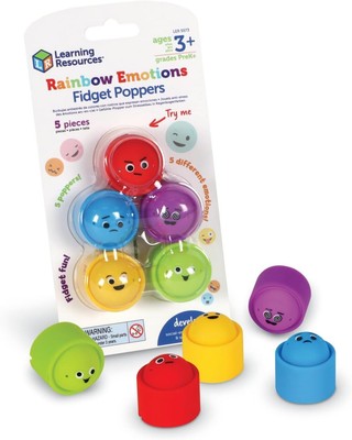 Learning Resources Rainbow Emotion Fidget Poppers, 5 Pieces, Ages 3+,... 
