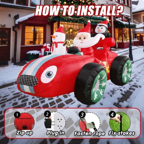8 Fuß Weihnachten Santa Monster Truck Aufblasbar Outdoor Dekorationen Aufblasbar Sant... - Bild 7 von 7