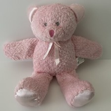 BABY ESSENTIALS Pink Plush Bear Lovey Satin Trim