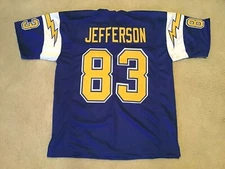 UNSIGNED CUSTOM Sewn Stitched John Jefferson Blue or White Jersey M-2XL