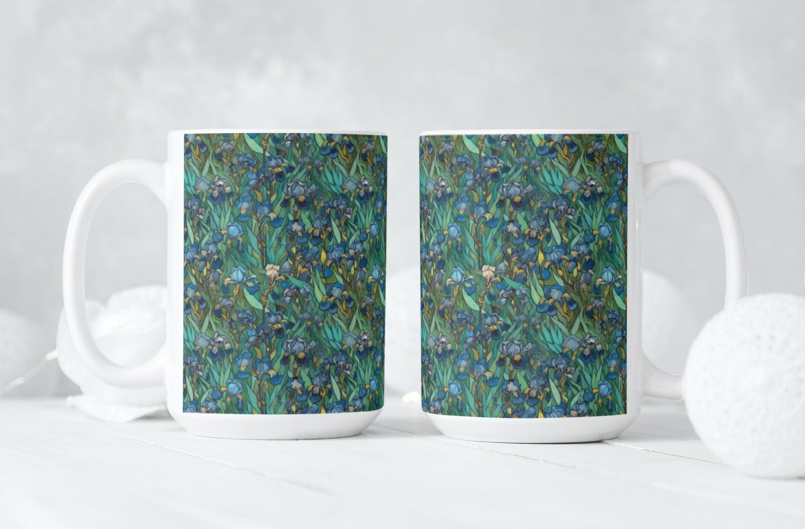 Van Gogh Style Irises Coffee Tea Mug Cup 15 Oz Floral Pattern by Mugzan NEW