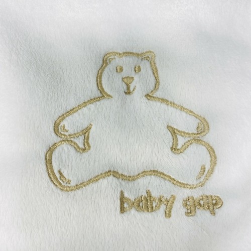 Coperta bianca Baby Gap Off ricamata Brannan Bear Sherpa Lovey Security 2017 - Foto 2 di 5