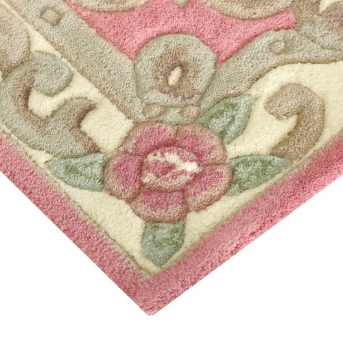 MADISON THICK WOOL PINK FRENCH AUBUSSON CARVED DESIGN RUG MAT 60x120cm **NEW** - Picture 3 of 6
