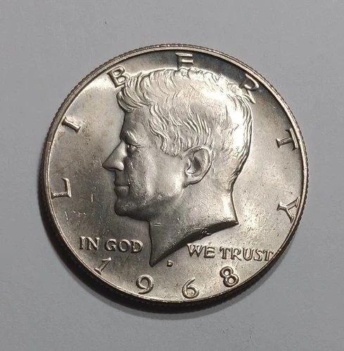 1968 - D Kennedy Half Dollar 40% Silver Grade XF, Silver Stack, Collection, Book