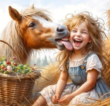 5d Diamond Art Young girl with a horse 30cmx30cm