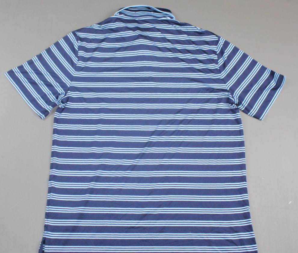 RLX Ralph Lauren Golf Polo Men’s M Navy Blue Stripe Performance Stretch