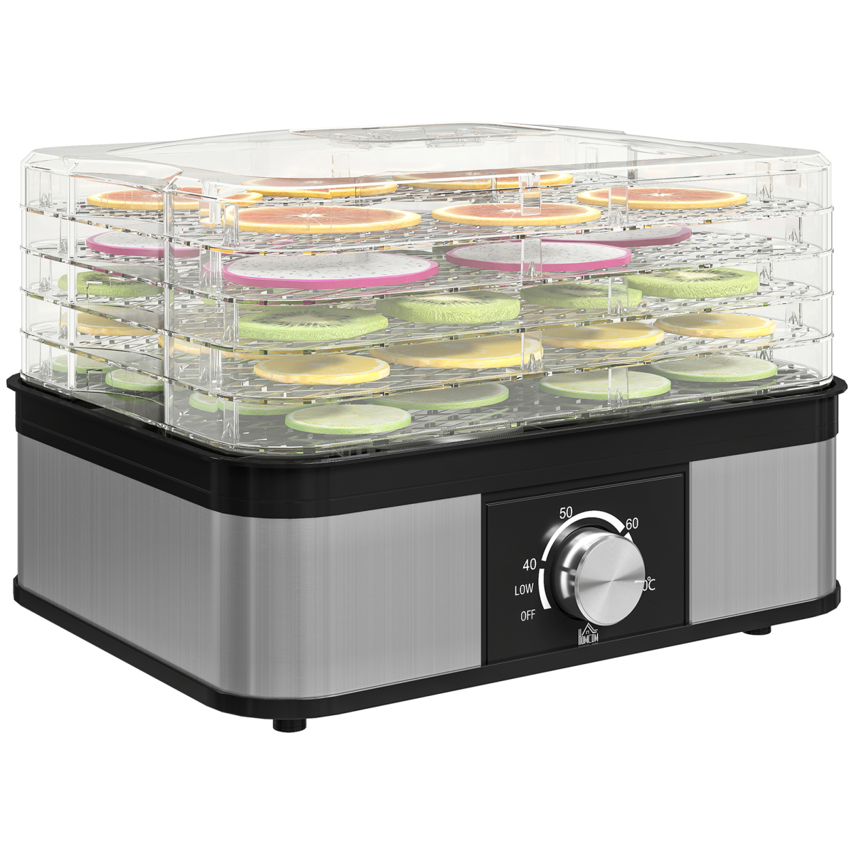 Homcom 5 Tier Food Dehydrator, 245W For Drying Fruit, Meat, Vegetable, Black - Image 2