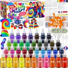 Batikfarben Set f&uuml;r Kinder, 37 Farben Stationery Color Crazy Tie Dye Kit, Tie Dy