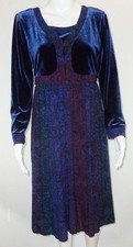 Vintage Carole Little Dress 6P Purple Velvet Bodice Purple 90s Artsy Boho