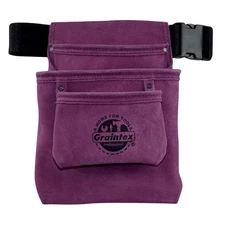 SS2082 3 Pocket Nail & Tool Pouch Purple Color Suede Leather with 2” Webbing ...