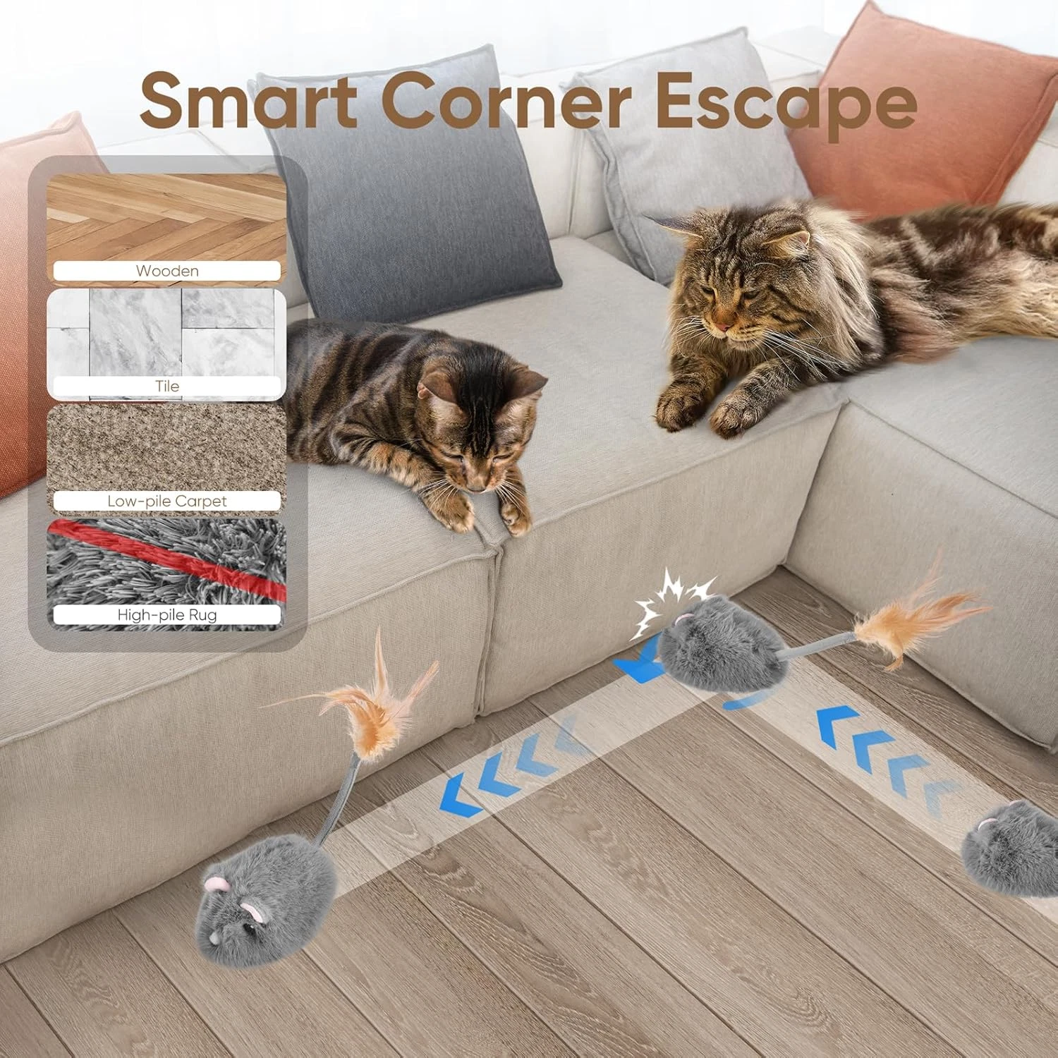 Remote Control Cat Toy Rechargeable Mouse Automatic Interactive Toys for Indoor