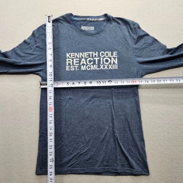 Camiseta Kenneth Cole Reaction para hombre talla pequeña azul manga larga Foto 4 de 4