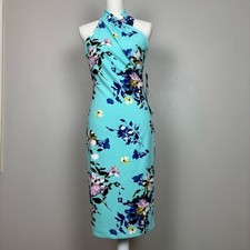 Rachel Rachel Roy Dress Med Blue Harland Floral-Print Midi Sleeveless Cocktail