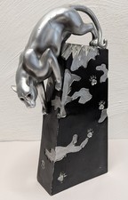 Vintage Art Deco Style Sculpture Sneaking Panther on Column Large 15in Tall