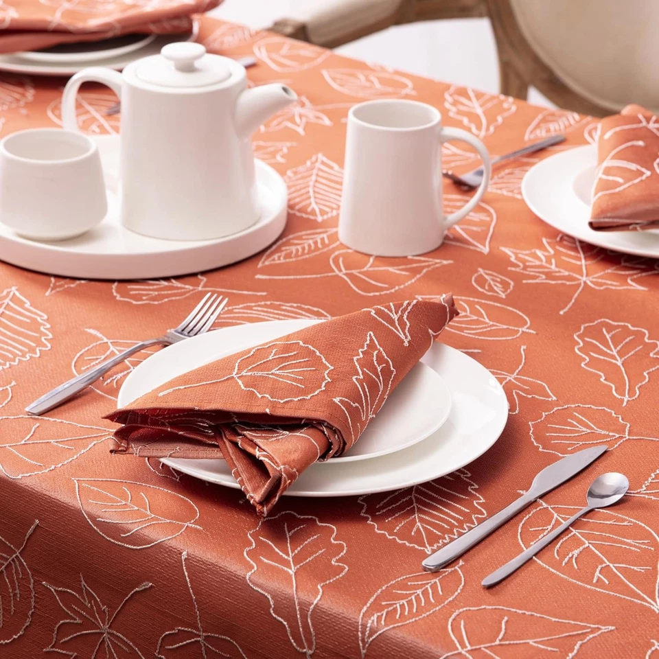 Juego de 6 servilletas bordadas tejidas elevadas Laura Ashley, especias de arce  Foto 3 de 4