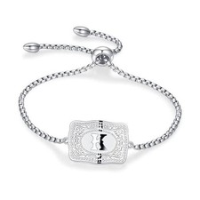 2 Pcs Gold Silver Initial Necklace Bracelet Set for Women, K-Bracelet-Silver