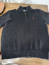 Polo Ralph Lauren XL Black Sweater Mens 1/4 Z...