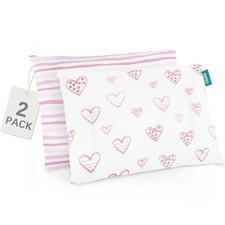 Organic 2 Pack Kids Toddler Pillowcase for Children Strip Heart Cotton