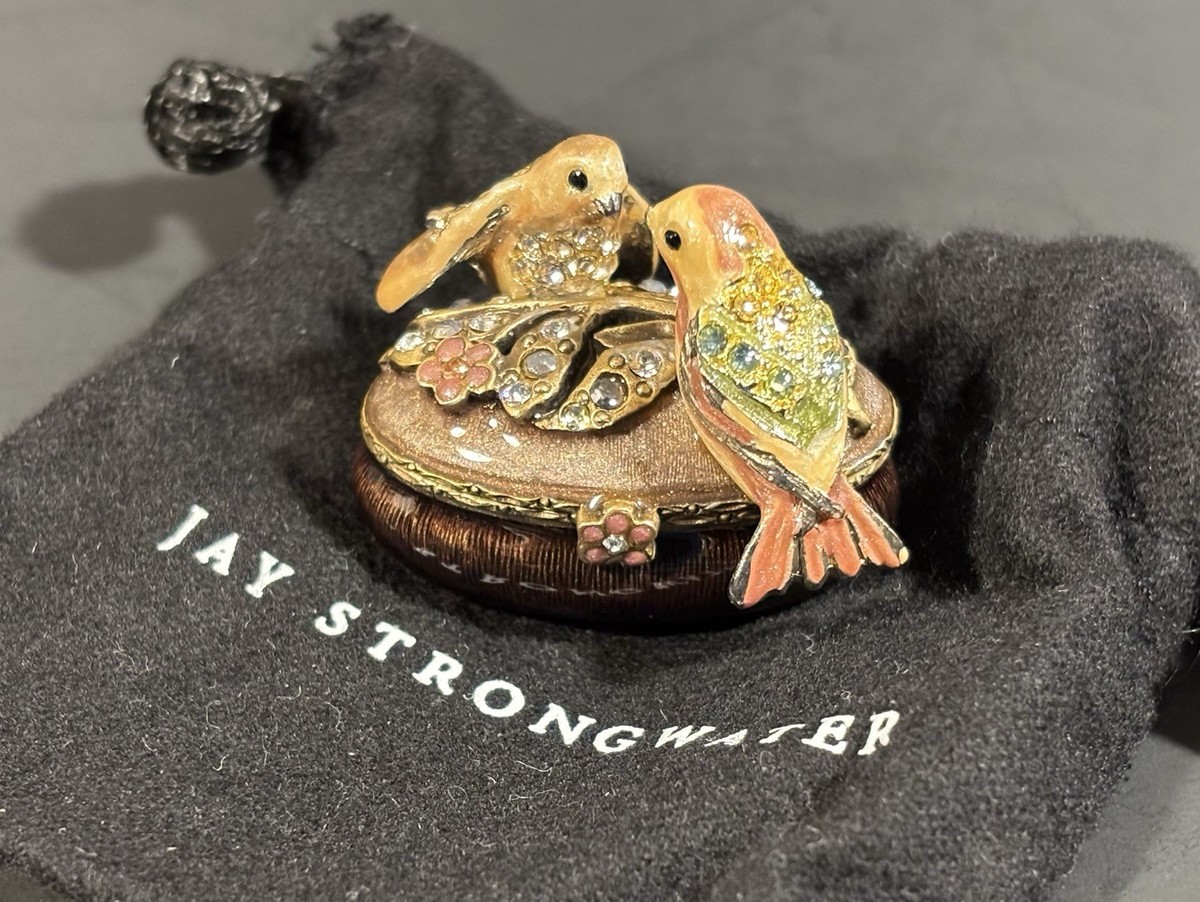 JAY STRONGWATER LOVE BIRDS MINIATURE ENAMEL & SWAROVSKI CRYSTAL