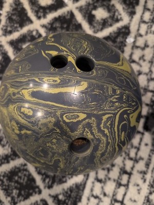 Vintage Hawthorne Bowling Ball Black Gold Marble Swirl 12 LB Drilled