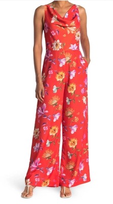 NEU TED BAKER ''Cinzia'' Jumpsuit mit weitem Bein Taschen TB Größe 1/UK-Größe 8 UVP 189 £