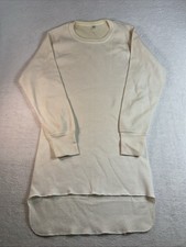 Vintage Hanes Blue Tag Waffle Knit Thermal Shirt 70s Large Long White 42 44