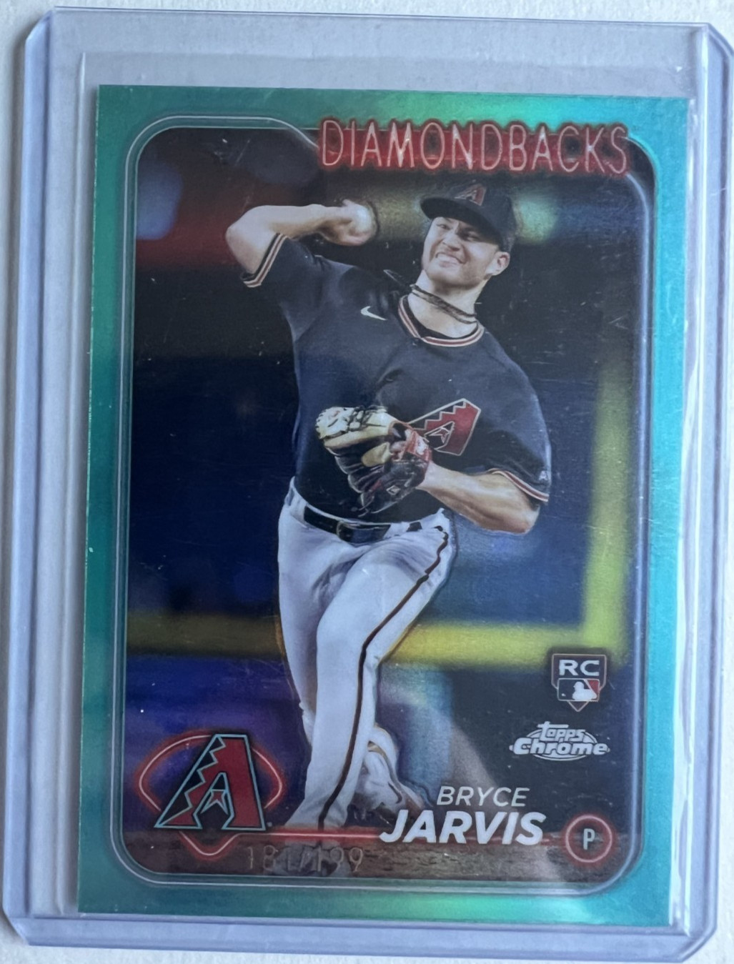 2024 Topps Chrome - Bryce Jarvis #75 Aqua Refractor 181/199 (RC), Diamondbacks