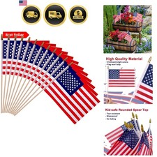 12 Pack Small American Flags - 4x6 Inch Mini Hand Held Stick Flag with Safet...