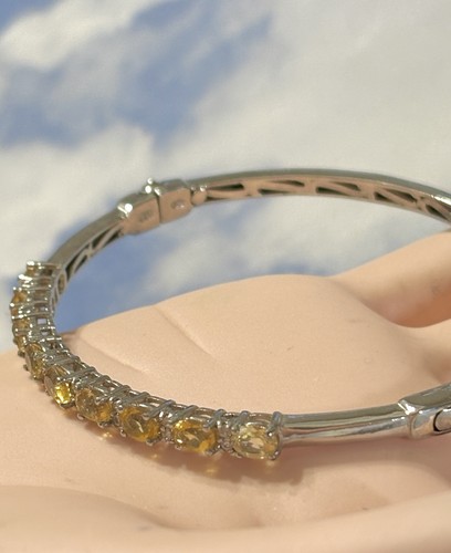 Brazalete STS Chuck Clemency plata esterlina citrino topacio blanco 925 7” - Imagen 3 de 4
