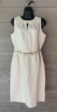 Elegant Feminine Metallic & Cream Tahari Midi Sheath Cocktail Party Dress Sz 6