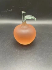 Crowning Touch Frosted Glass Apple Peach Paperweight Approx 3.5”H