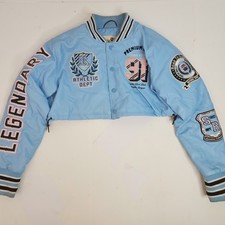 Smoke Rise Red Heritage Varsity Crop Jacket Baby Blue Women's Large
