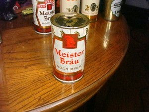 MEISTER BRAU BOCK BEER 1958 FLAT TOP BEER CAN PETER HAND BREWERY CO CHICAGO ILL