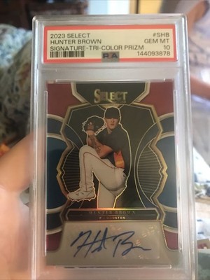 2023 Panini Select - Signatures Hunter Brown #S-7 Tri-Color Prizm /49 PSA 10