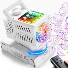 Remote-Controlled Bubble Machine with Auto Rotation and 11 RGB Lights