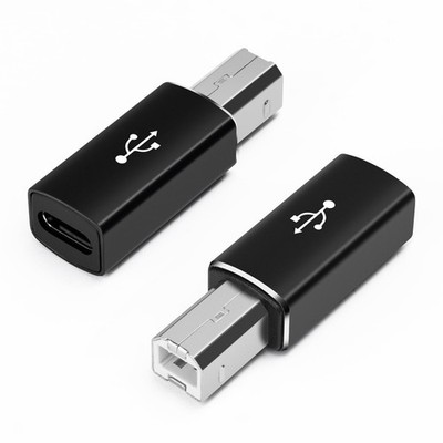 Seminer USB C Female to Printer Male Adapter (2 Pack), Type C Black 