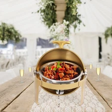9L Round Chafing Dish Buffet Warmer 201 Stainless Steel With Fuel Holder��