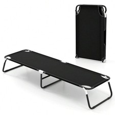 New Folding Camping Cot 75x22x12.5in 350lb Oxford Black Blue Gray