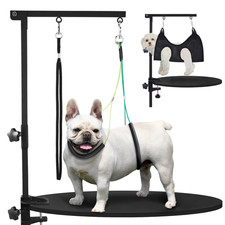Dog Grooming Table Arm with Hammock, 35" Adjustable Height Grooming Arm with Cla