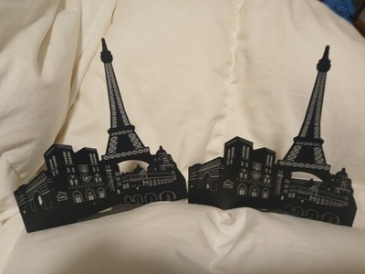 BLACK METAL BOOKENDS EIFFEL TOWER GREAT FOR BOOKS CDS GAMES ETC 6.5 X 6.5