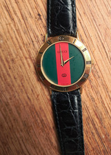 Gucci Men's Watch 3000M Swiss gold plated green & red