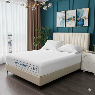 Luxus 100% Baumwolle Extra Tief Spannbetttuch 30cm 200TC Atmungsaktiv Bettwäsche UK