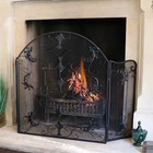 Black Metal Ornate Fire Screen guard fireplace home decor vintage industrial