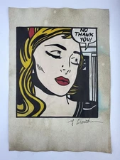 Roy Lichtenstein COA Art Painting Original Drawing Vintage Paper Signed