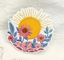 Round Flower/sun Embroidery iron on Patch 2+1/2 inch