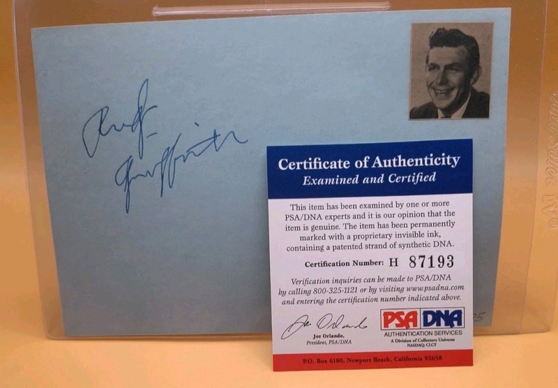 ANDY GRIFFITH SIGNED Album page PSA  RARE FULL NAME Period signed to the show