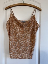 Wishlist Apparel floral sleeveless Cowl Neck Slip Tank Orange Women's L Cami